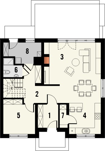 Projekt domu Tetris 4 - rzut parteru
